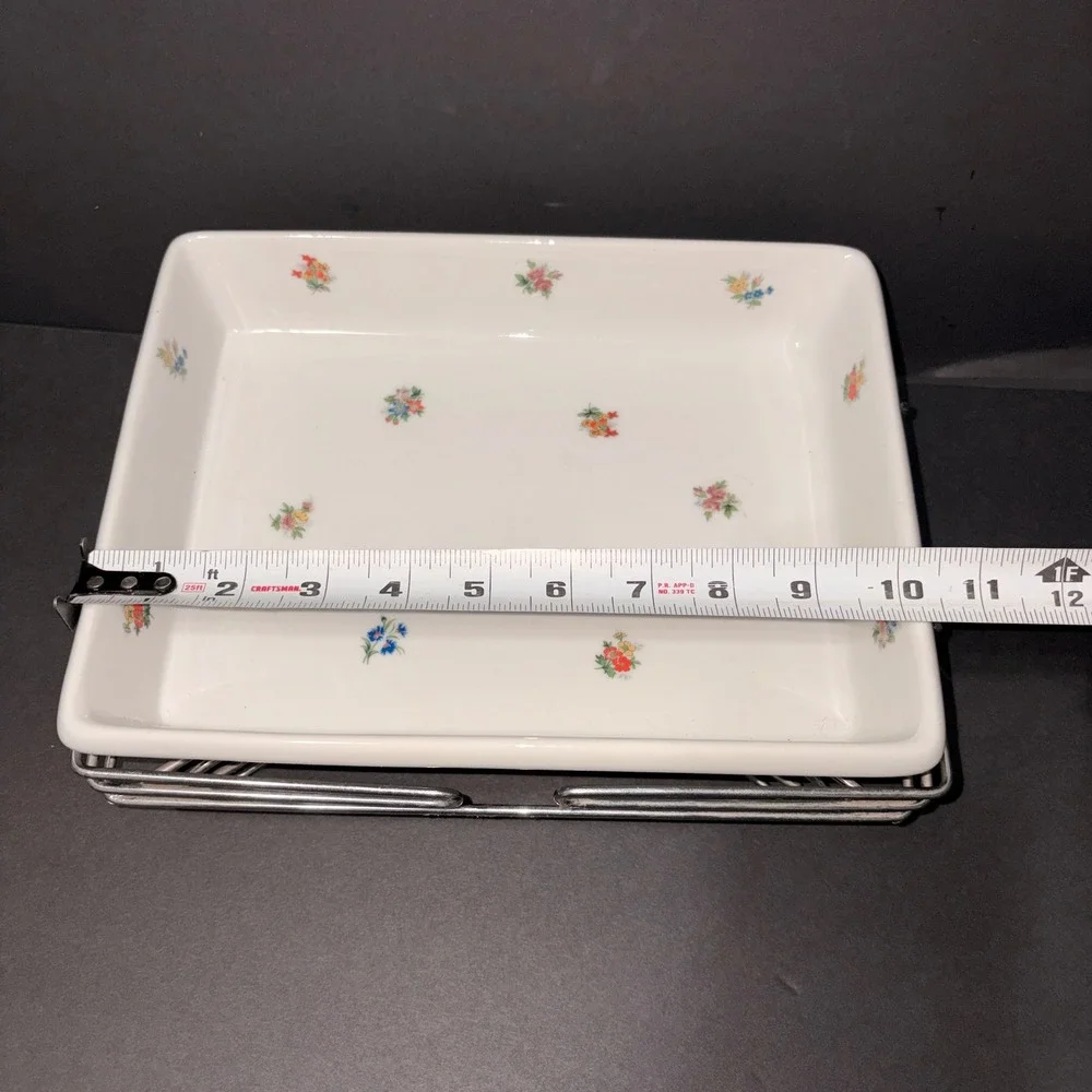 Wen Yuan Floral Casserole Dish with Rack and Candle Warmer 11.5